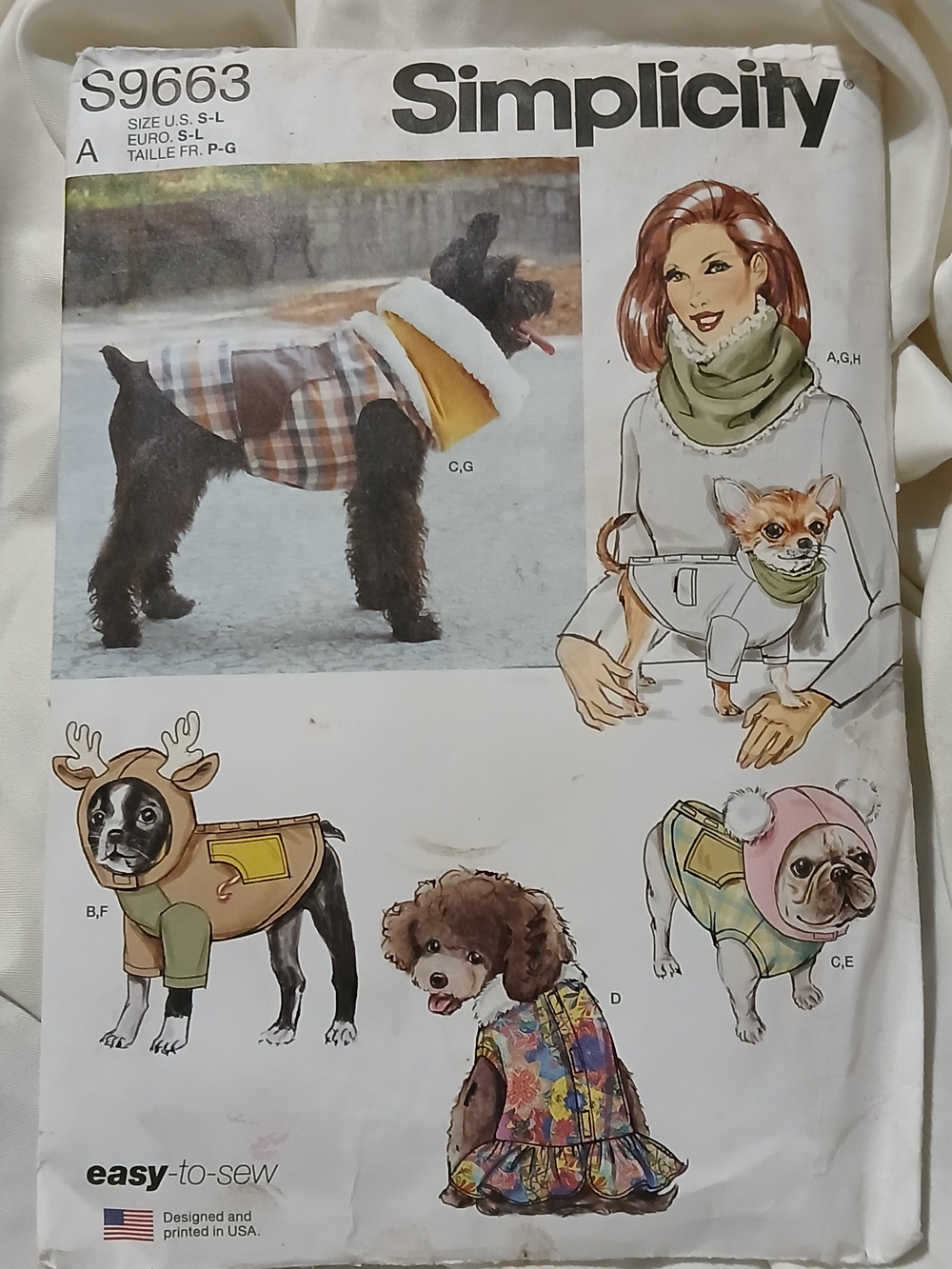 Simplicity Pet Coat Pattern - Plaid Brown and Yellow Dog Jacket